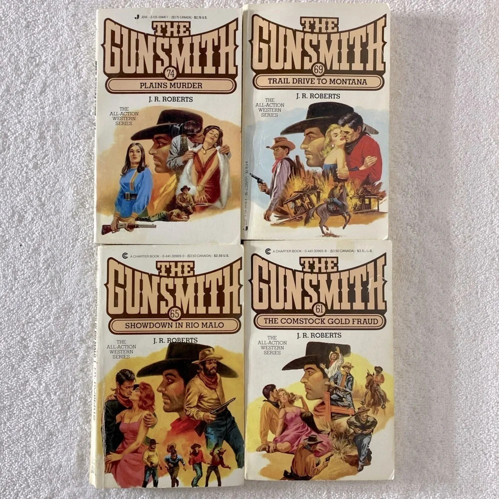 Vintage The Gunsmith All Action Western Romance Novel x4